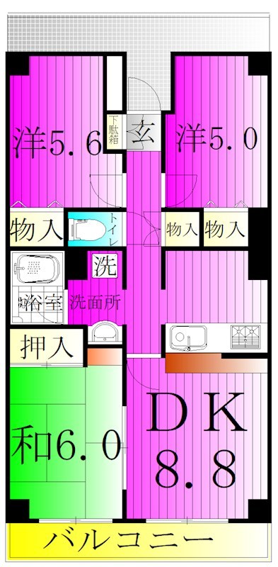 サポーレ天王台 203号室 間取り