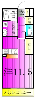 カトルセゾンＢ 105号室 間取り