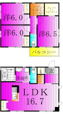 上本郷戸建貸家    間取り