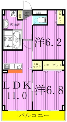 ロチュス・ルカルデ 205号室 間取り