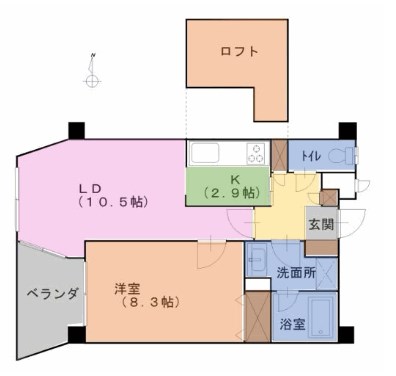 メイクスA棟  405号室 間取り