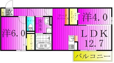 ピースウッド　Ⅱ 302号室 間取り