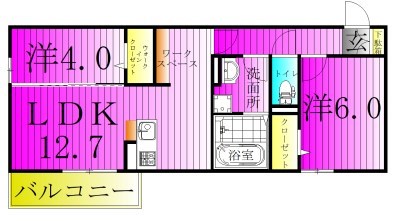 ピースウッド　Ⅱ 303号室 間取り
