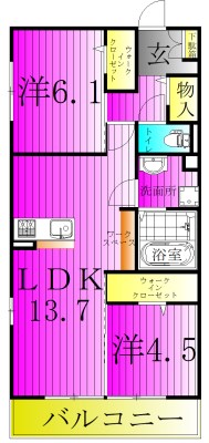ピースウッド　Ⅱ 305号室 間取り