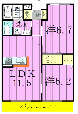 サン・モールⅢ 201号室 間取り