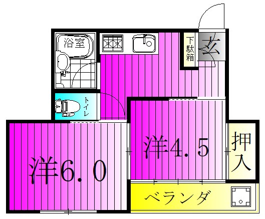 プリュニエ鎌ケ谷 101号室 間取り