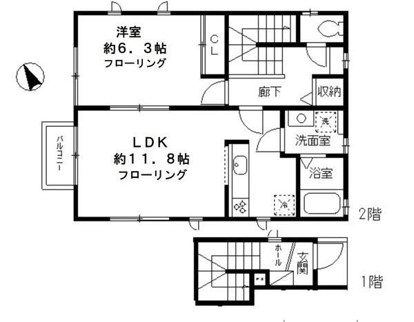 レフィナード松戸 201号室 間取り