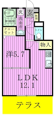 ルミナスコート 102号室 間取り