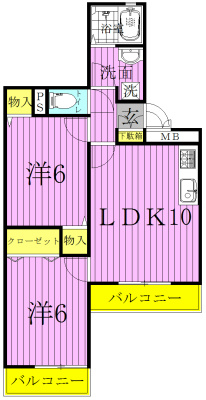 アルファタウン天王台 E205号室 間取り