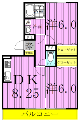 ラフォーレ上ノ台B 202号室 間取り