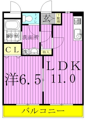 エクシード二ツ木A棟 101号室 間取り