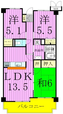 大新ヒルズ 107号室 間取り