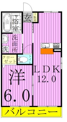 ソレアード元山 201号室 間取り