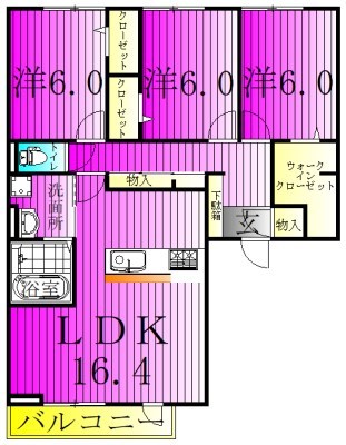 クロノス 303号室 間取り