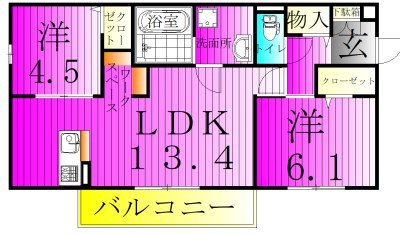 プランドールC  101号室 間取り