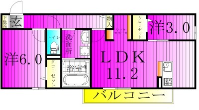 プランドールC  102号室 間取り
