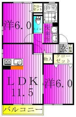 フローラコート 205号室 間取り