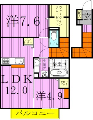 フェリス酒井根Ⅱ 202号室 間取り