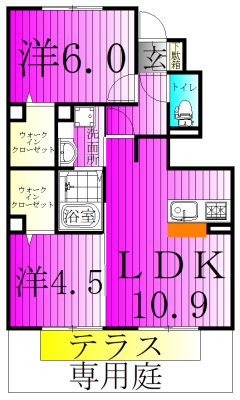 クレール 102号室 間取り