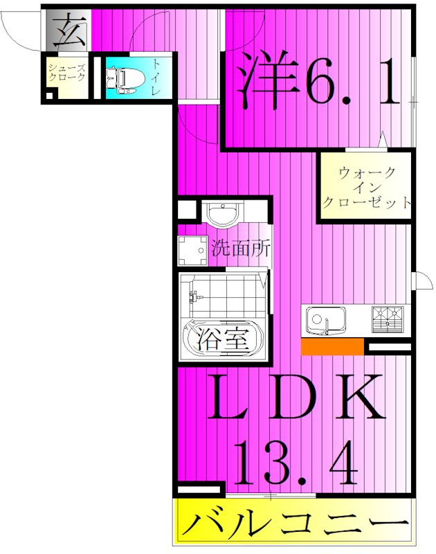 クレールモア 203号室 間取り