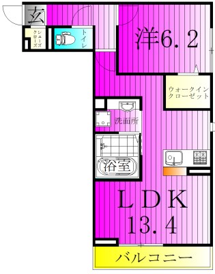 クレールモア 203号室 間取り