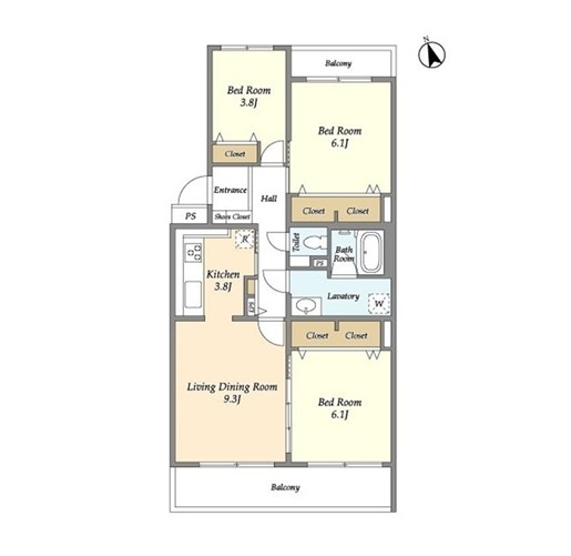 テレパレス柏てるて　南街区　２号棟 104号室 間取り