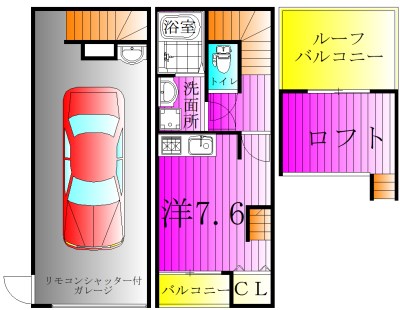 ＳＫガレジオ東鎌ヶ谷 Ａ号室 間取り