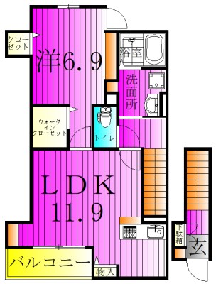 クローバーヒルズ 202号室 間取り
