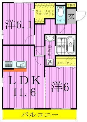 コンフォール 105号室 間取り