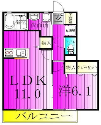 ガーデンヒルズＢ棟 302号室 間取り