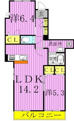 フォレットおおたか 206号室 間取り