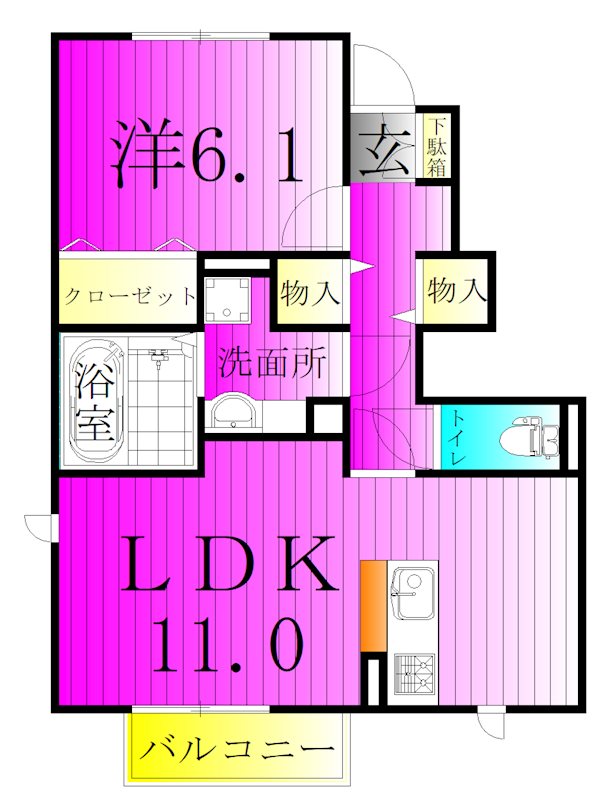 セジュールⅥ 103号室 間取り