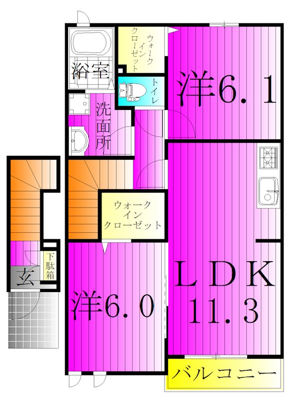 アンソレイユＢ 202号室 間取り