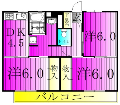ビレッジハウス山崎1号棟 302号室 間取り
