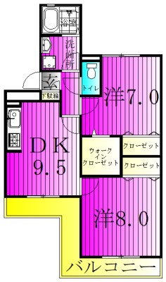 アルファタウン天王台 Ｄ 303号室 間取り