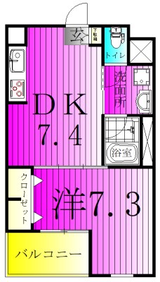 TREES Ⅱ 104号室 間取り