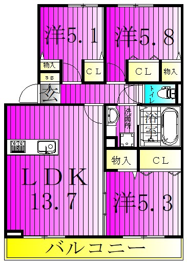 アヴェニール明原 303号室 間取り