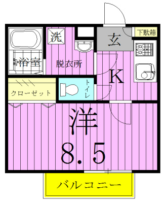 クレフラスト北小金B 102号室 間取り