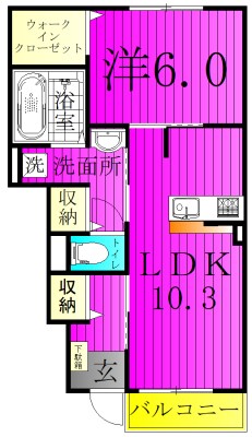 エアリーフォレスト A棟 102号室 間取り