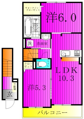 エアリーフォレスト A棟 202号室 間取り