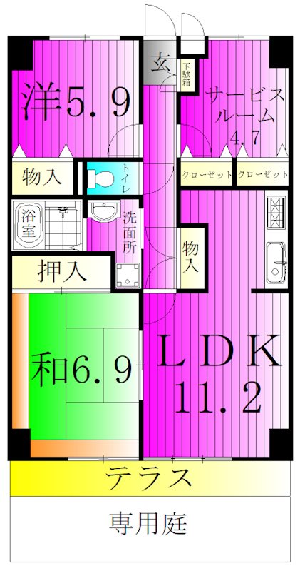 セザンつくし野 106号室 間取り