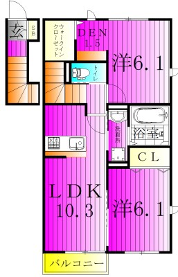 アセット　T 202号室 間取り