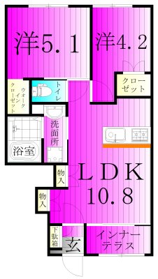 ラーパ　～ｒａｐａ～ 102号室 間取り