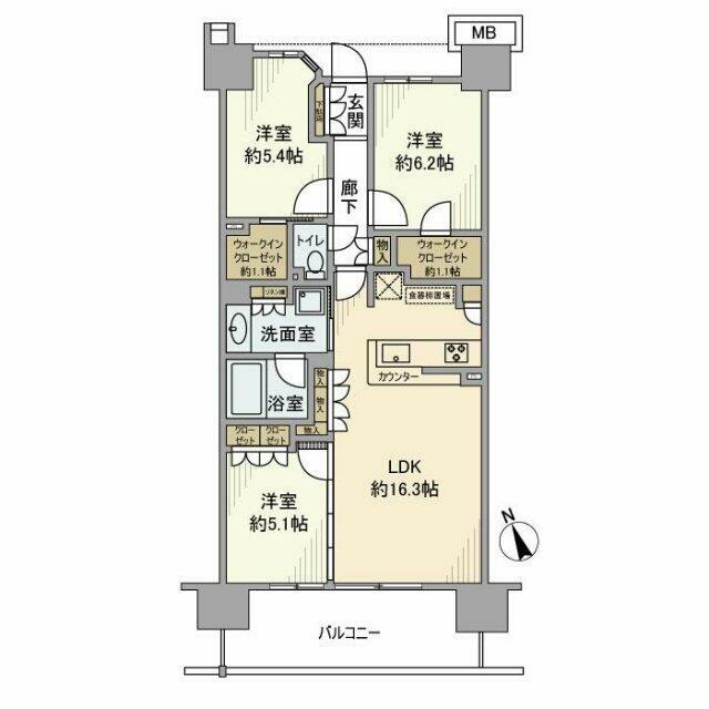 パークシティ柏の葉キャンパスサウスフロント 1005号室 間取り