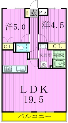 グランディス新八柱 1107号室 間取り