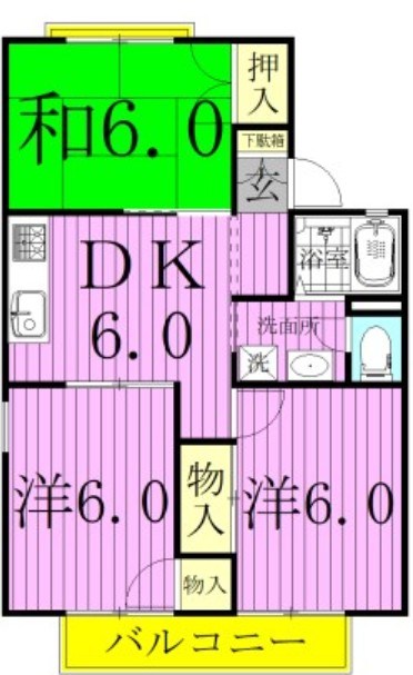 セジュール新八柱Ｂ棟 102号室 間取り