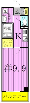 プティネージュ  306号室 間取り