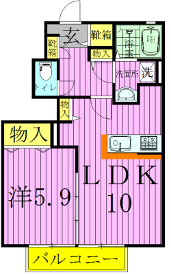 ハピエルⅡ 102号室 間取り