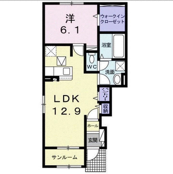 フィオーレ 101号室 間取り