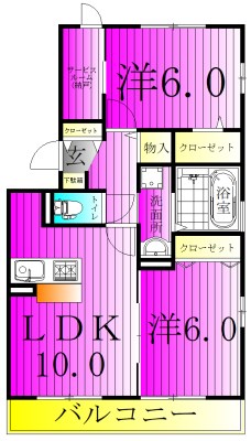 リバーサイドヴィラ　ハピネス 201号室 間取り